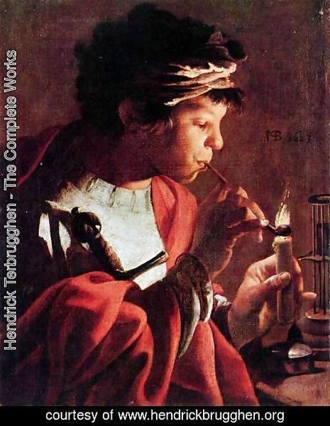 Hendrick Terbrugghen - Boy Lighting a Pipe 1623
