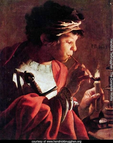 Boy Lighting a Pipe 1623