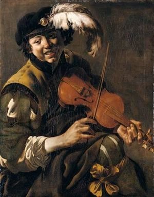 A Youth Playing The Violin